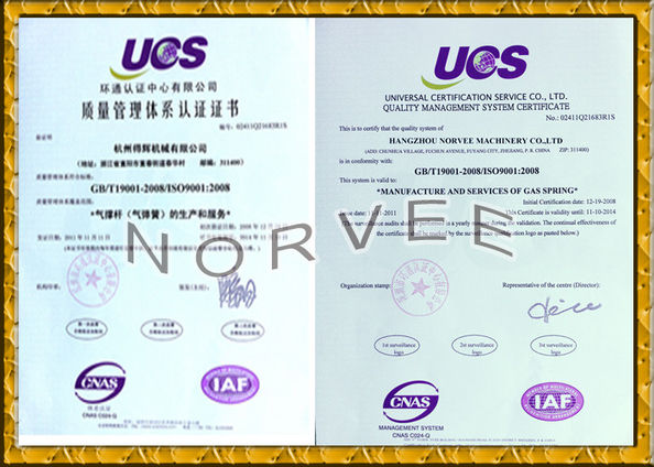 China HANGZHOU NORVEE MACHINERY CO.,LTD zertifizierungen
